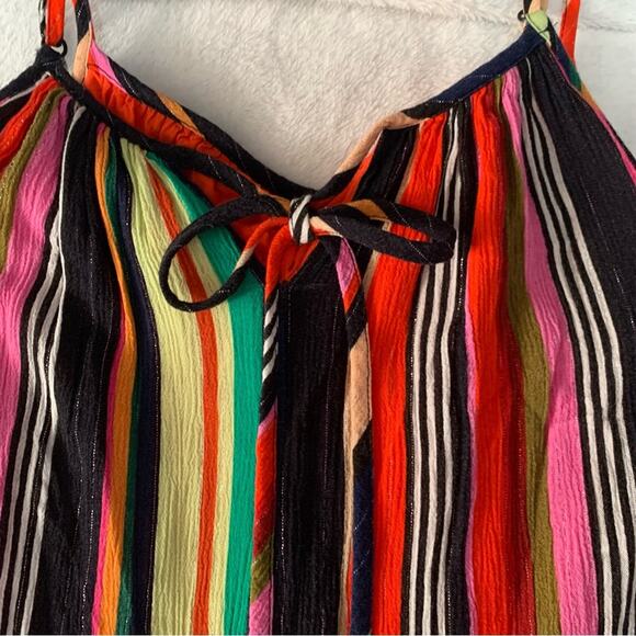 Farm Rio size XS rainbow shimmer maxi dress Anthropologie colorful strap - Picture 10 of 11